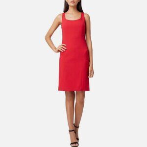 Tahari ASL Women's Red Princess Seamed Crepe Scoop Neck Sheath Dress Size 16